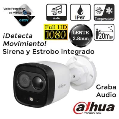 Cámara Dahua 1080p con sirena y estrobo integrado