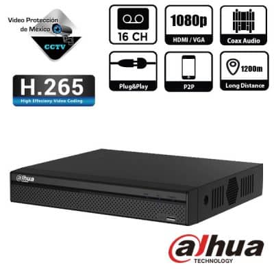 DVR 16 Canales 1080p H265 más 2 canales IP 6MP