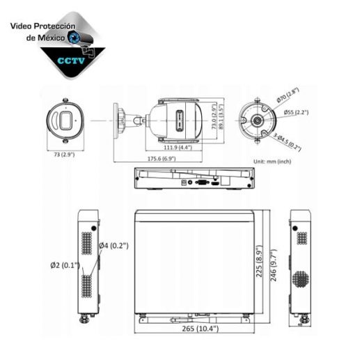 Dimensiones kit de camaras de seguridad wifi