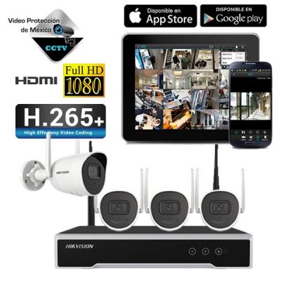 KIT 4 Camaras de Seguridad WiFi 1080p Hikvision