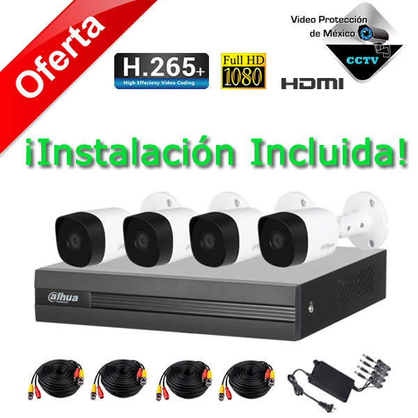 Oferta Kit de 4 Cámaras de seguridad HD 1080p Disco Duro 1T e INSTALACION INCLUIDA