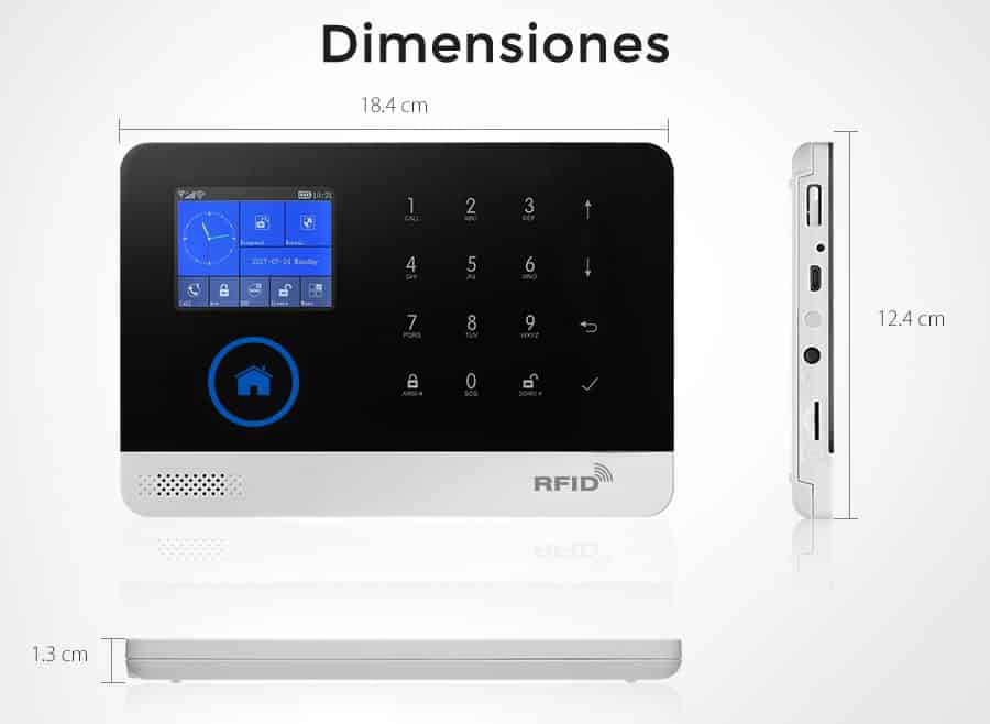 Dimensiones de panel de alarma